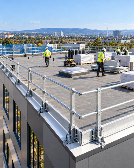 Obras en azotea con vistas urbanas